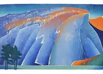 Tittel: Blått fjell. Tresnitt 2024. Størrelse: 90 x 50 cm.